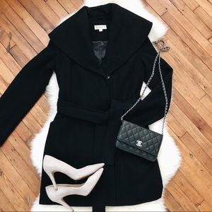 Merona wool winter coat collar wrap belt